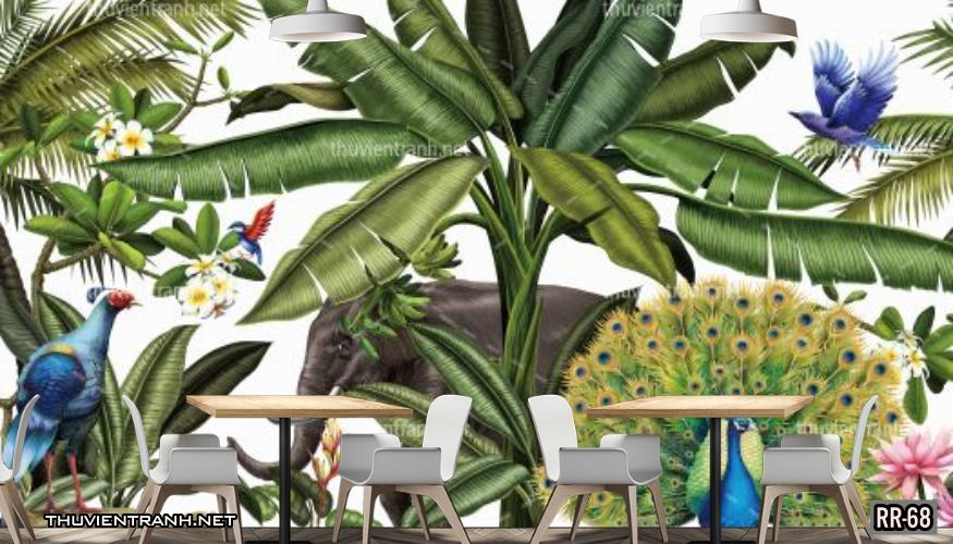 Tranh dán tường rừng xanh nhiệt đới Tropical RR-68 - Tranh tường mới cập nhật